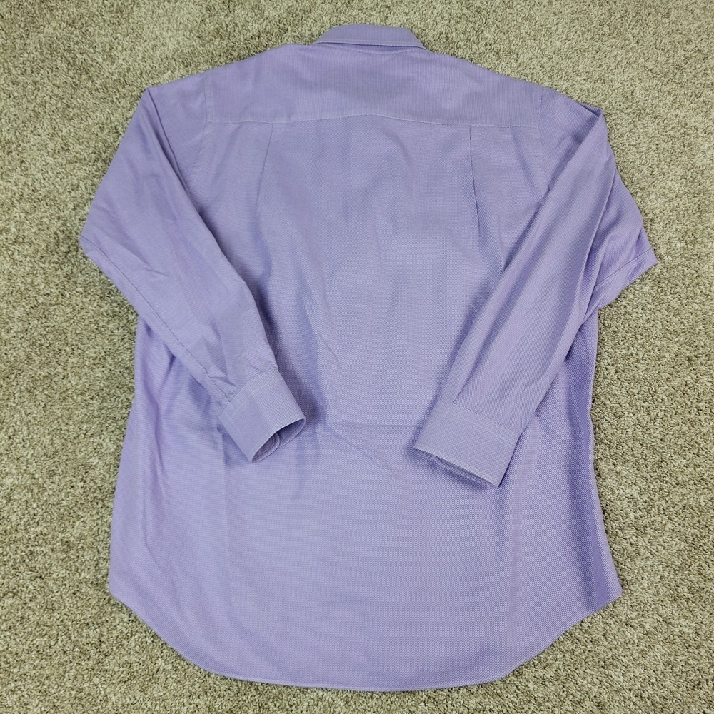 David Donahue Trim Mens 17.5-34/35 Purple Button Up Long Sleeve - Picture 3 of 6